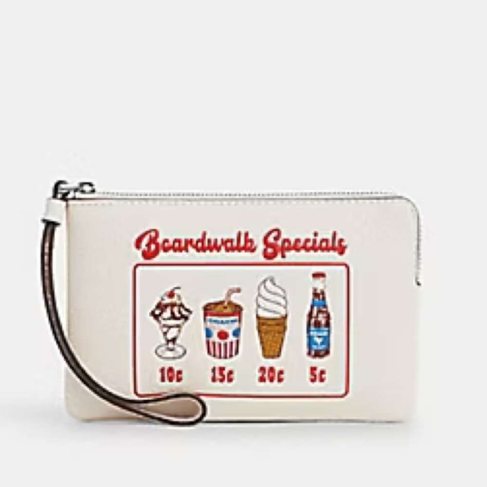 NWT COACH Corner Zip Wristlet With Boardwalk Graphic